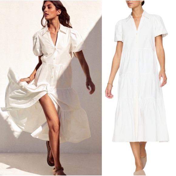 Brochu Walker Dresses & Skirts - Brochu Walker Havana Dress Collared Button Front Tiered Midi Dress‎